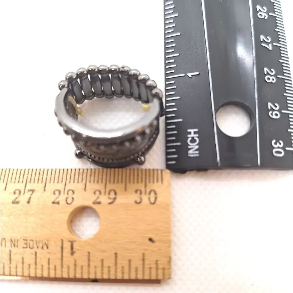 Paparazzi Stretch Rings Lot of 3 -1 Yellow/Silver 1 Black 1 White/Silver
